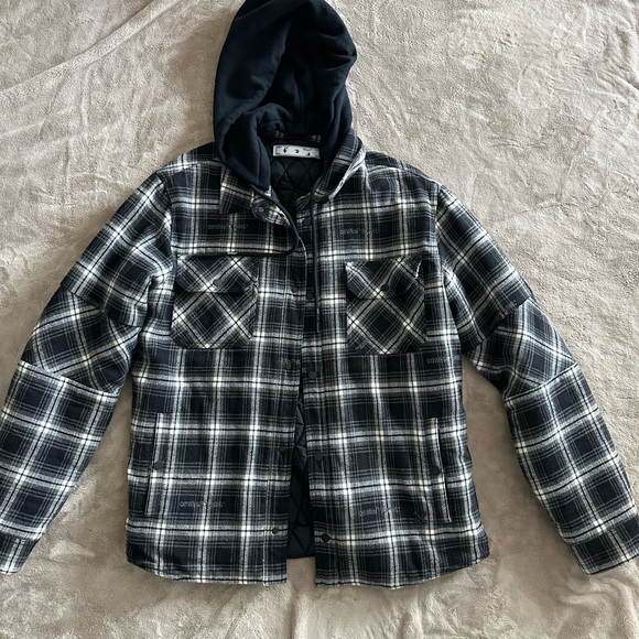Off-White Black and Gray Lightweight Shirt Jacket
